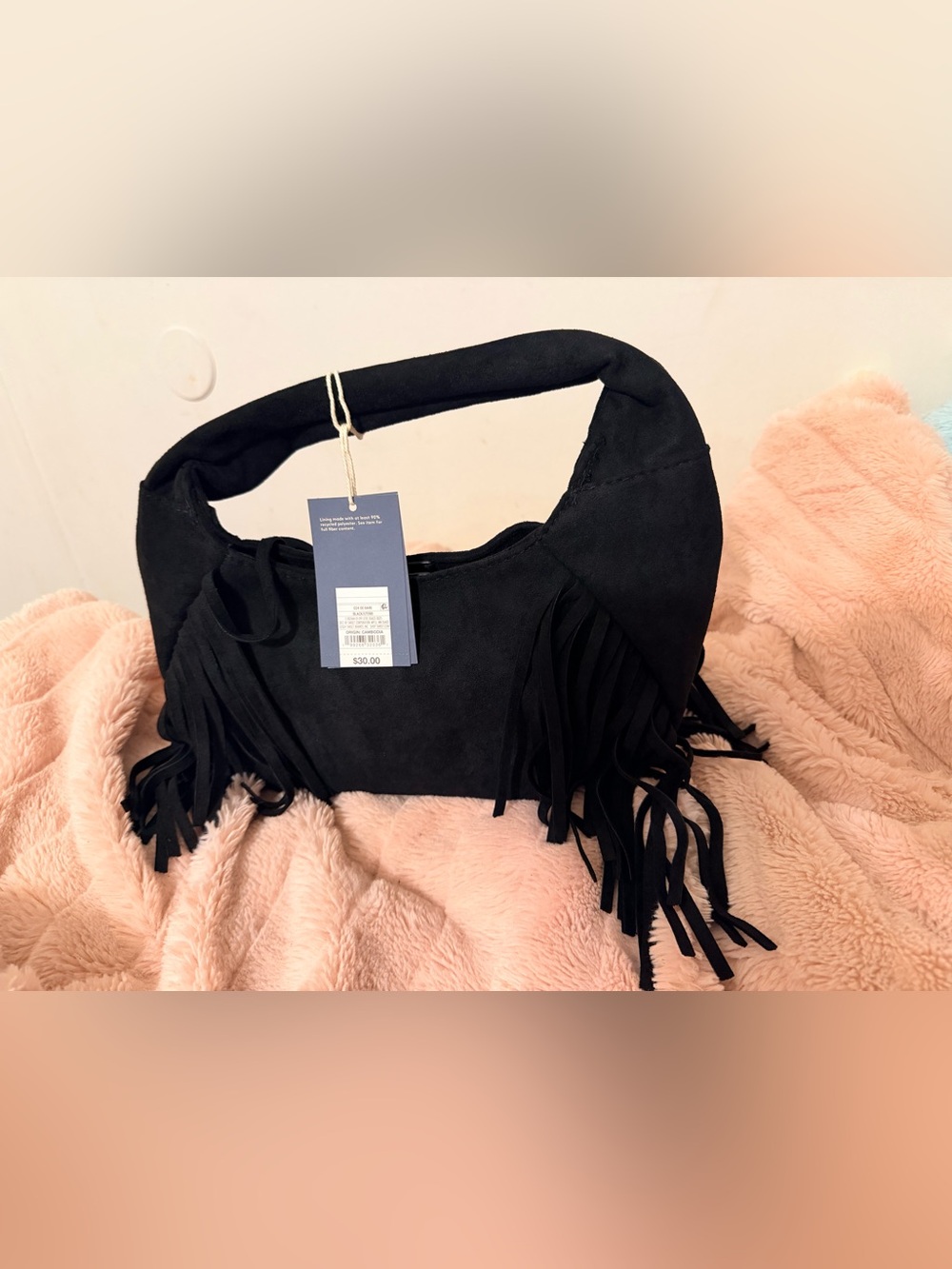 Universal Thread Black Suede Fringe Shoulder Bag